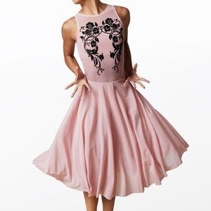 Weissman's Floral Flocked  Grey Lyrical Dress Child Large Size